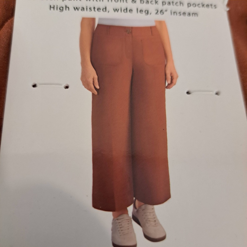 Hilary Radley Womens Pants 4 Rust NWT Wide Leg High Waist 1857-252